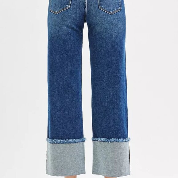 RISEN Full Size Mid Rise Crop Wide Wide Cuffed Jeans Plus Size - Picture 5 of 7